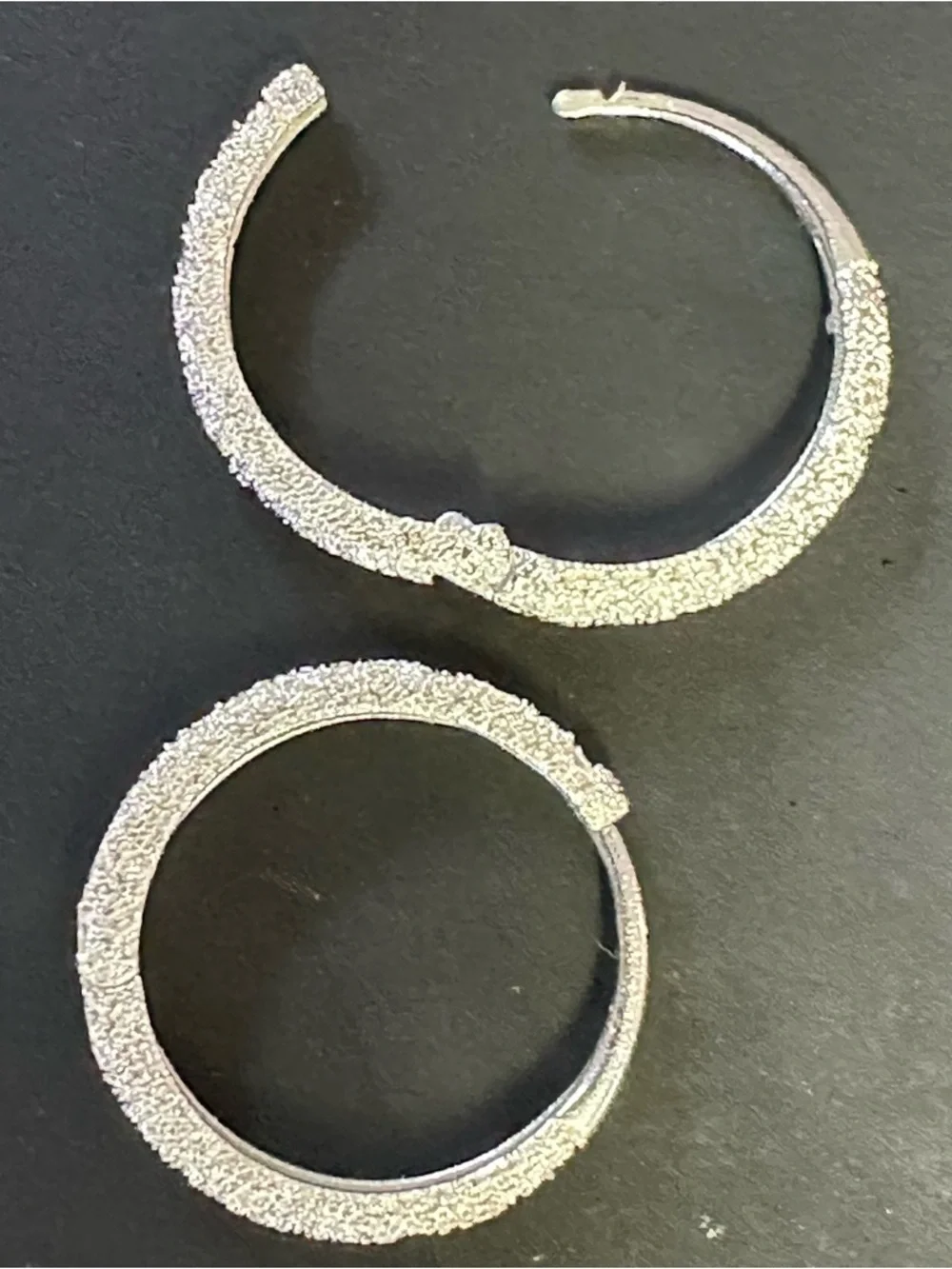 Textured Sparkle Hoop Earrings Minimalist Boho 1”